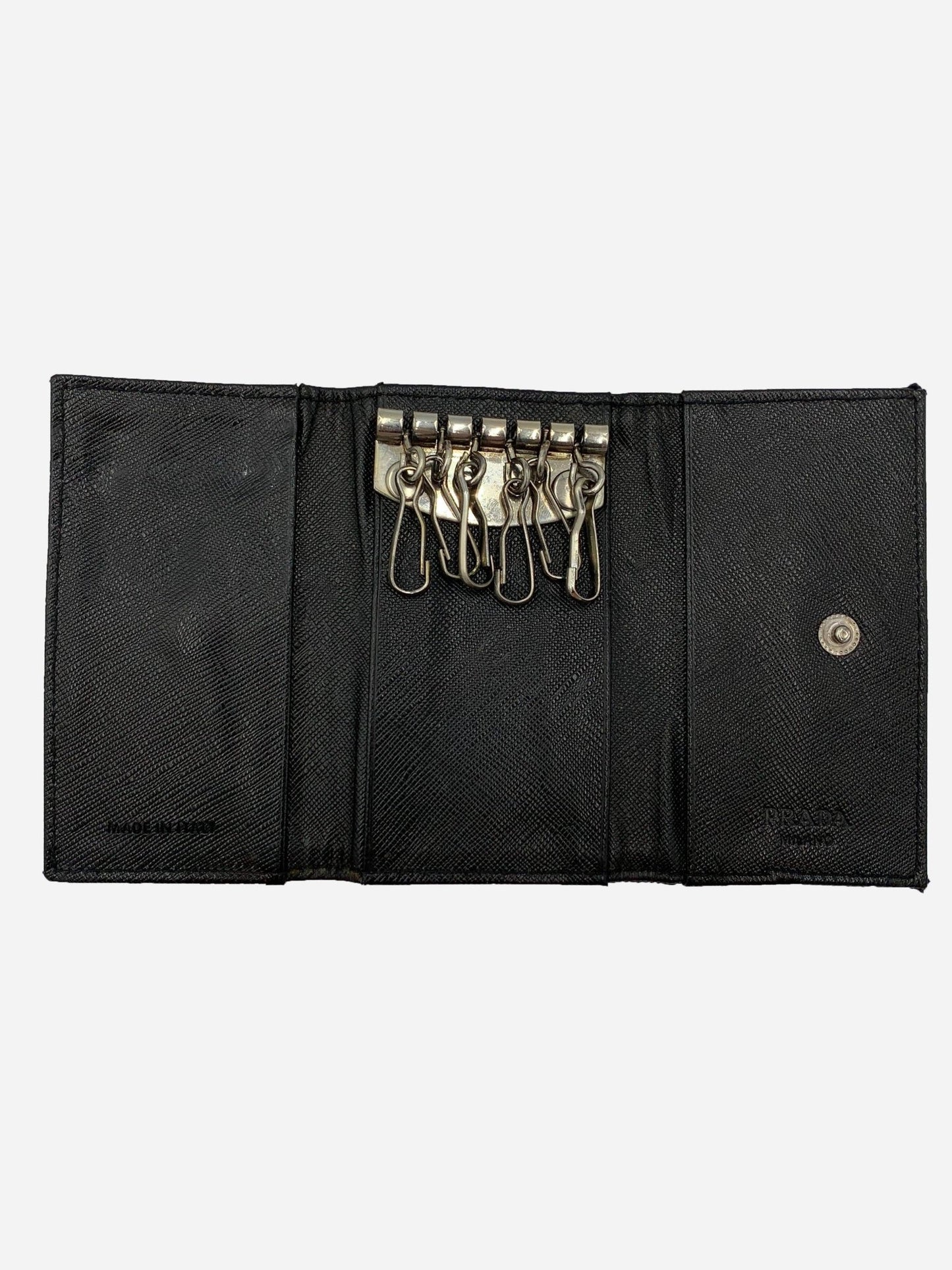 PRADA MILANO NYLON 6 - KEY KEYHOLDER BLACK. - SEVENUES.