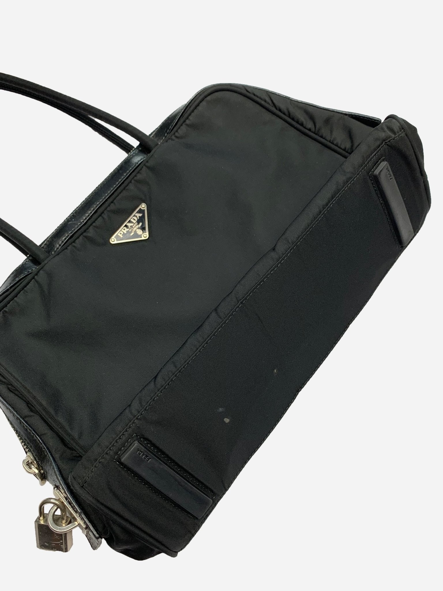 PRADA MILANO NYLON AND LEATHER CARRY BAG. - SEVENUES.