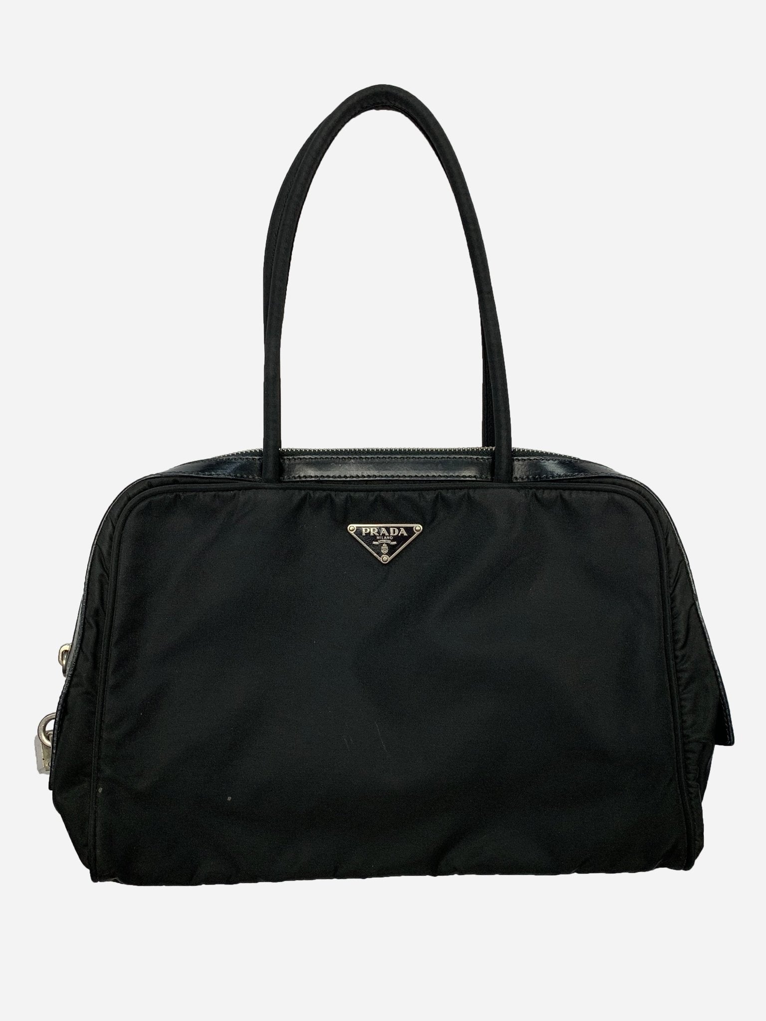 PRADA MILANO NYLON AND LEATHER CARRY BAG. - SEVENUES.