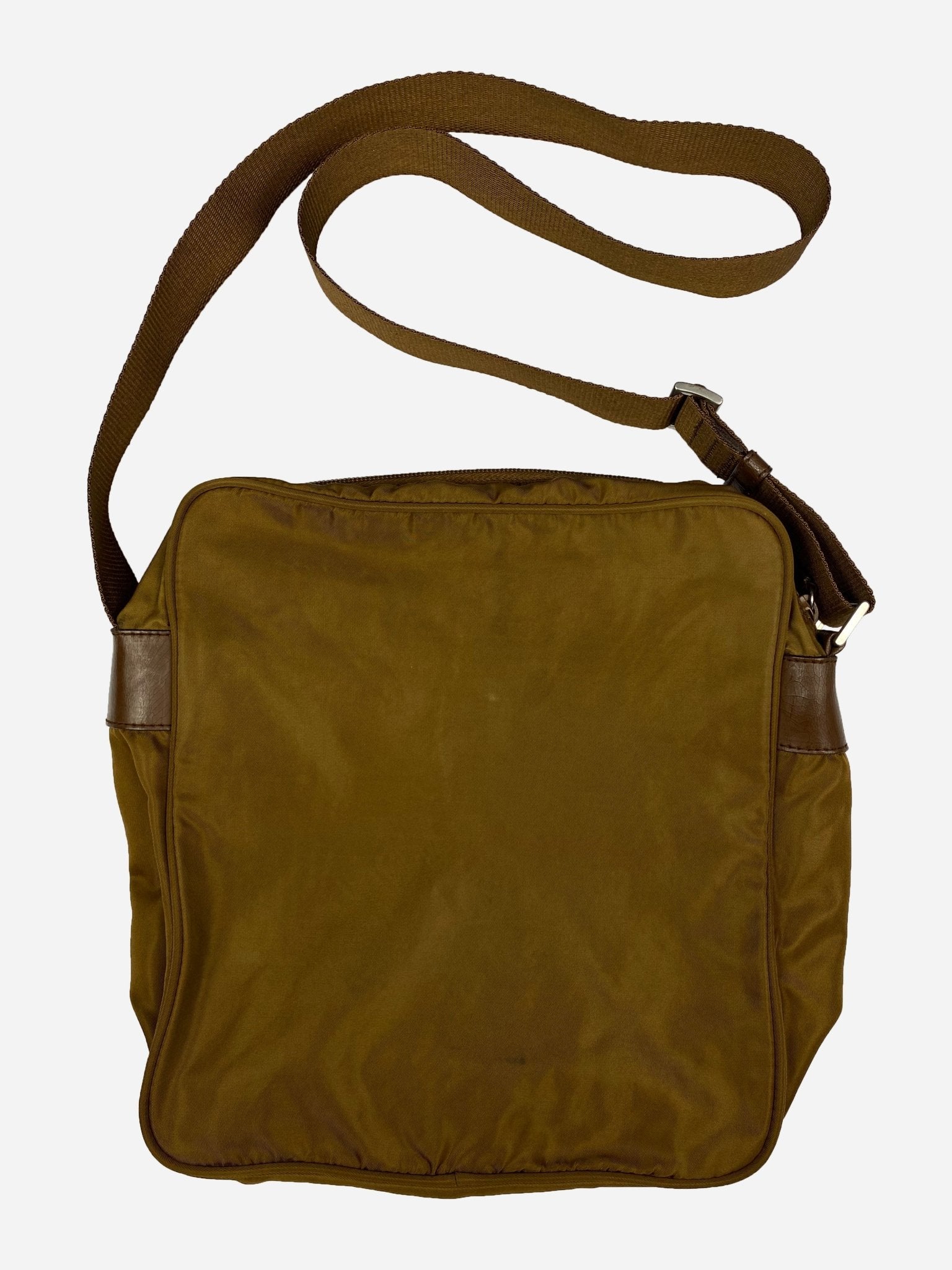 PRADA MILANO NYLON CROSSBODY SIDEBAG IN TOBACCO. - SEVENUES.