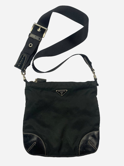 PRADA MILANO NYLON SHOULDER BAG W/ LEATHER DETAILING. - SEVENUES.