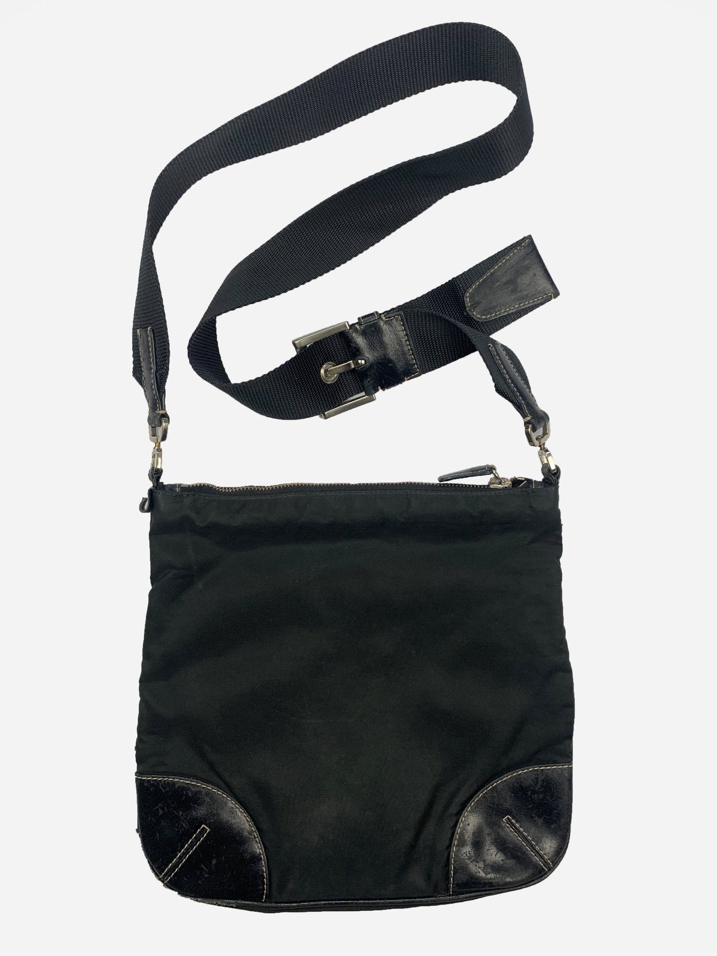 PRADA MILANO NYLON SHOULDER BAG W/ LEATHER DETAILING. - SEVENUES.