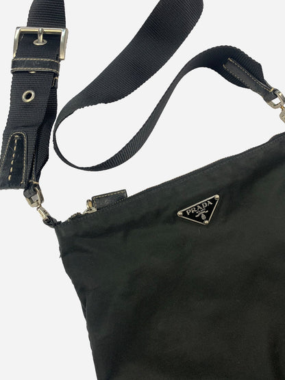 PRADA MILANO NYLON SHOULDER BAG W/ LEATHER DETAILING. - SEVENUES.