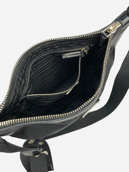 PRADA MILANO NYLON SHOULDER BAG WITH LEATHER DETAILING. - SEVENUES.