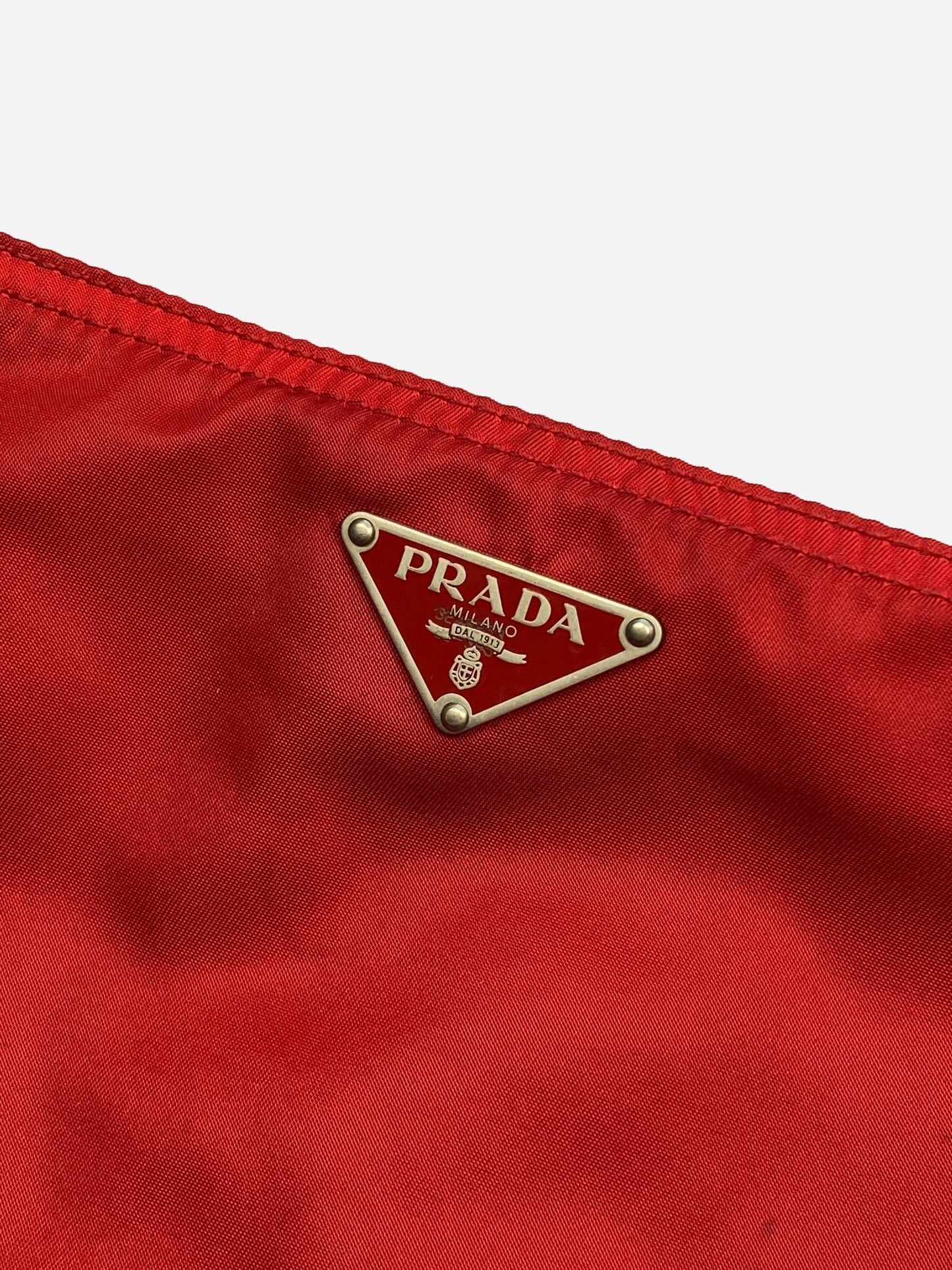 PRADA MILANO RED NYLON 'VELA' SLINGBAG. - SEVENUES.