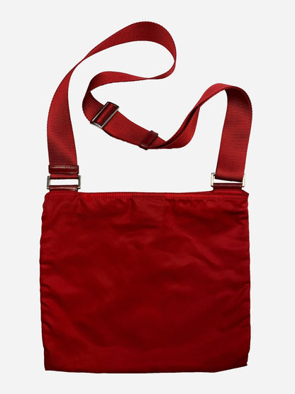 PRADA MILANO RED NYLON 'VELA' SLINGBAG. - SEVENUES.