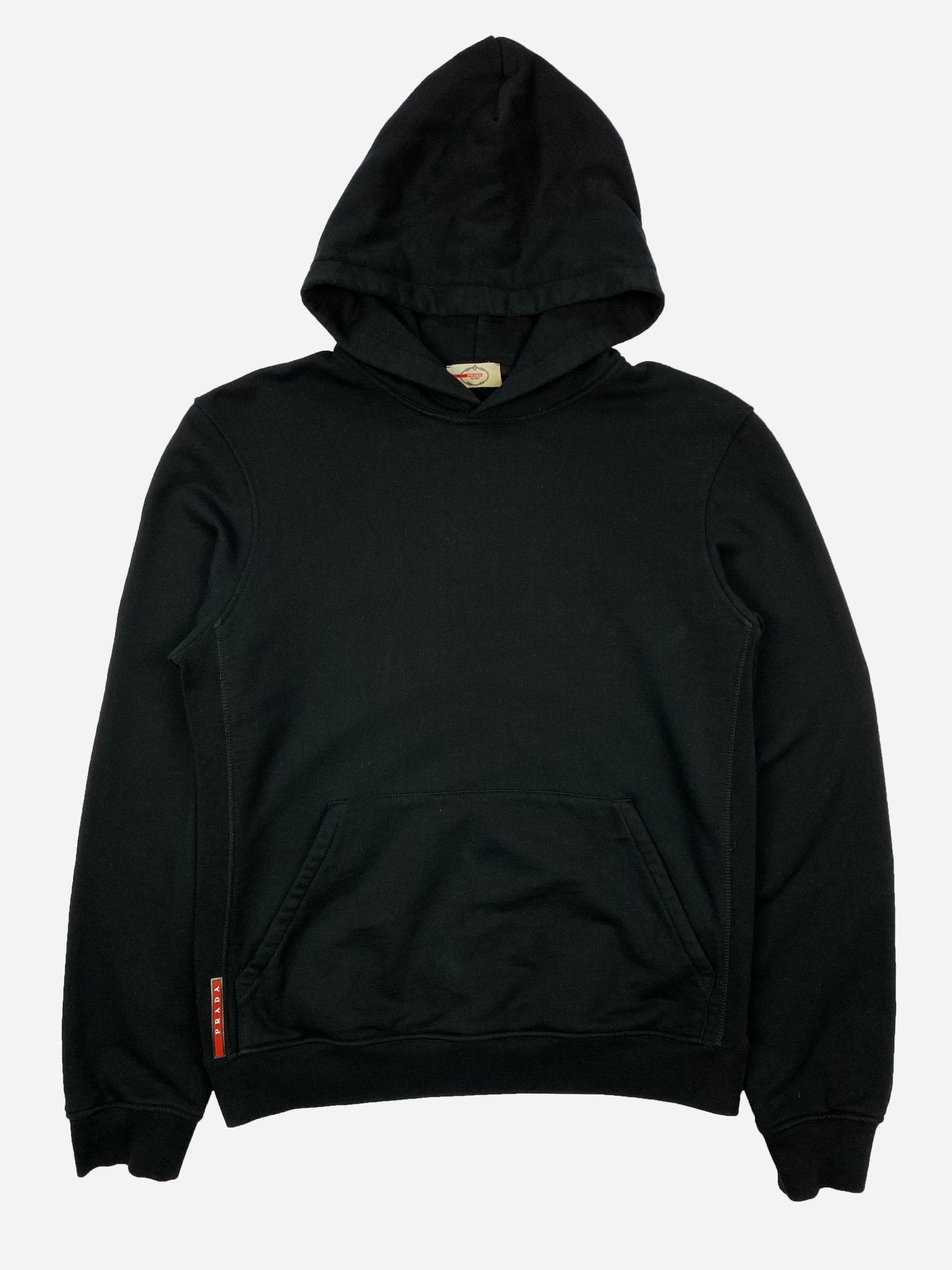 PRADA MILANO RUBBER PATCH HOODED SWEATSHIRT. (L) - SEVENUES.