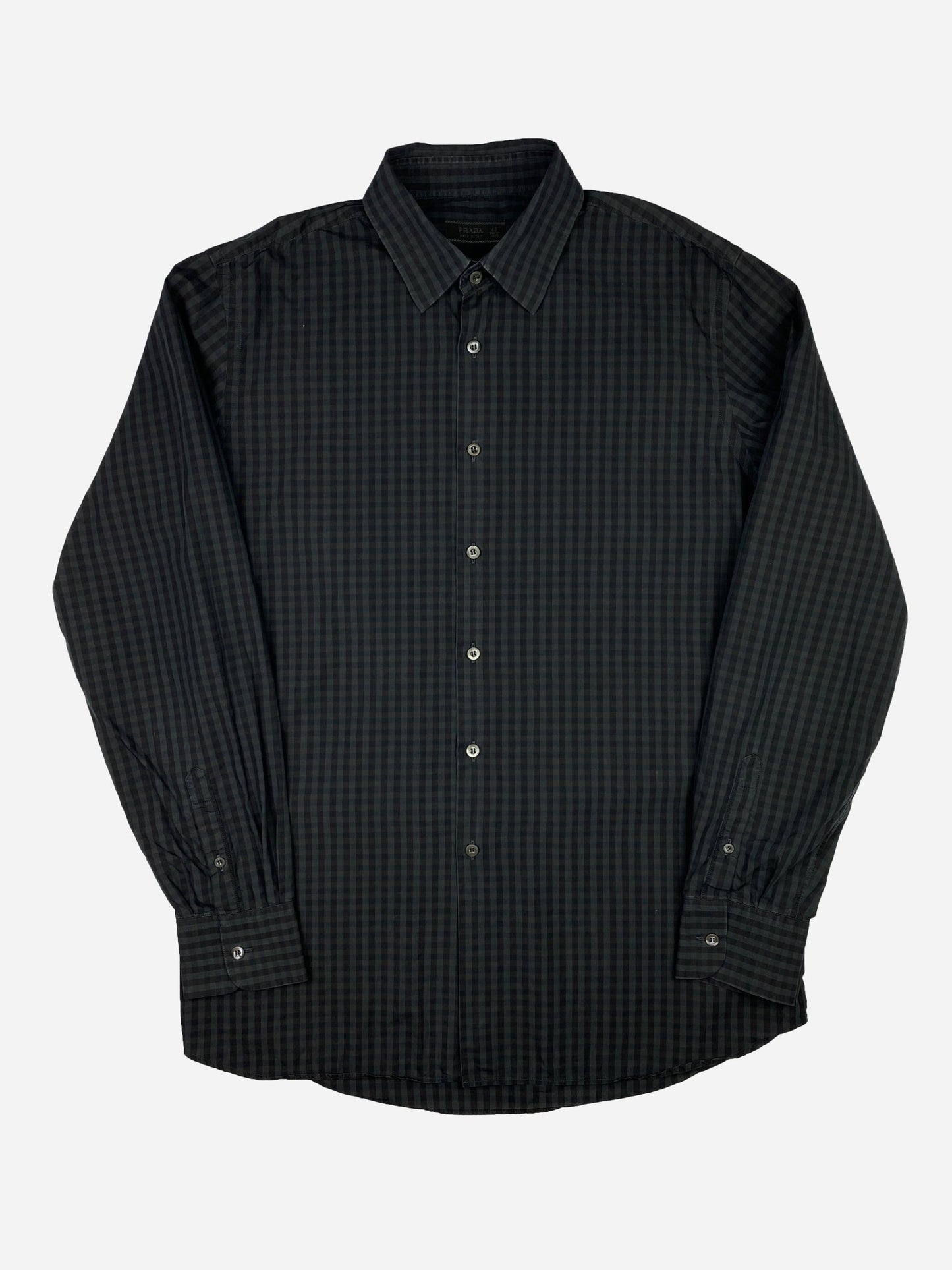 PRADA MILANO S/S 2010 CHECKERED BUTTON - UP SHIRT. (42 / L) - SEVENUES.