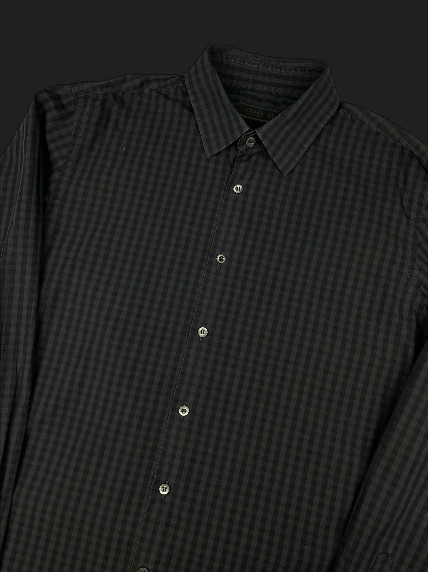 PRADA MILANO S/S 2010 CHECKERED BUTTON - UP SHIRT. (42 / L) - SEVENUES.