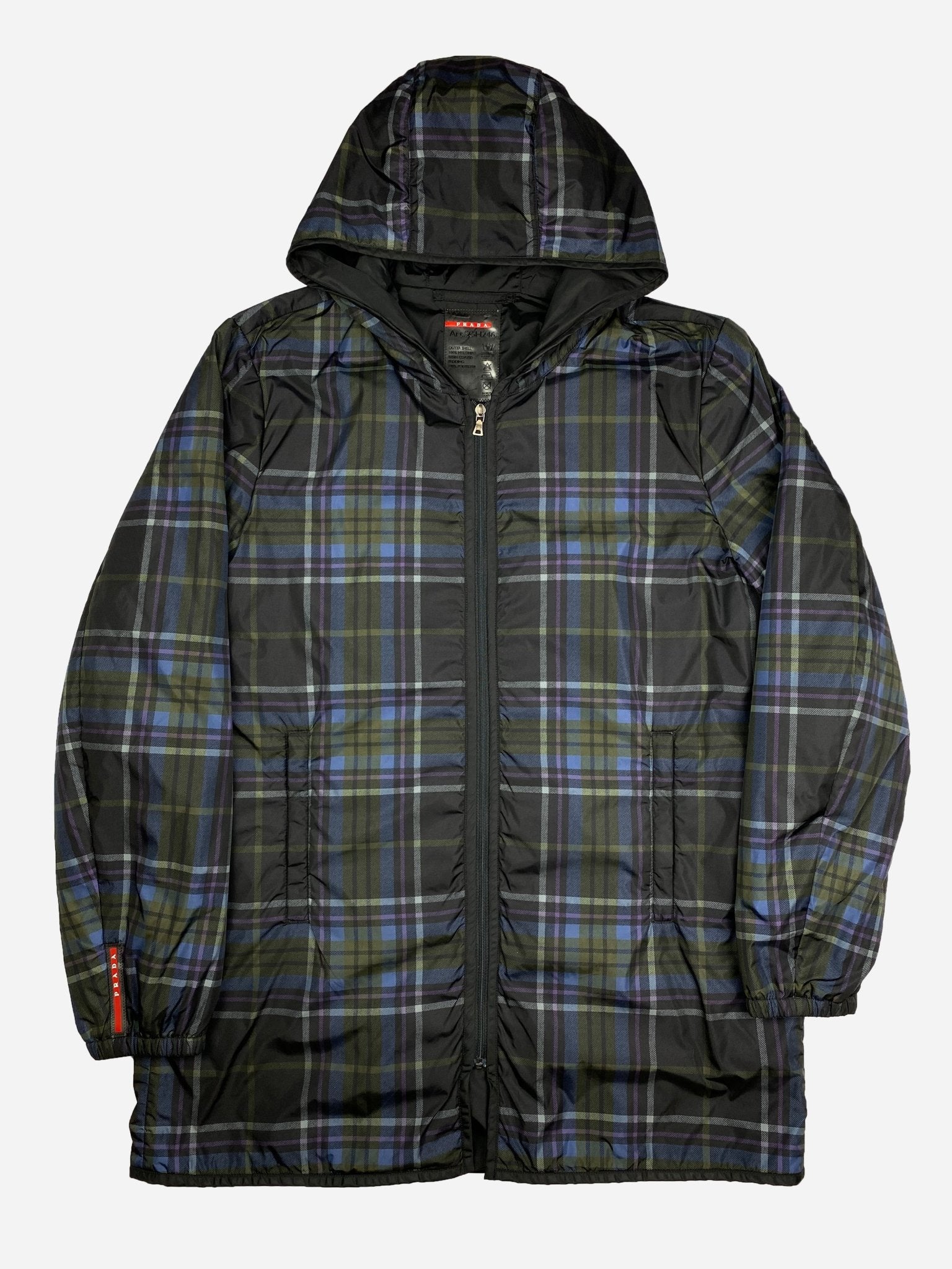 PRADA MILANO S/S 2011 LINEA ROSSA CHECKERED NYLON COAT. (54 / L) - SEVENUES.