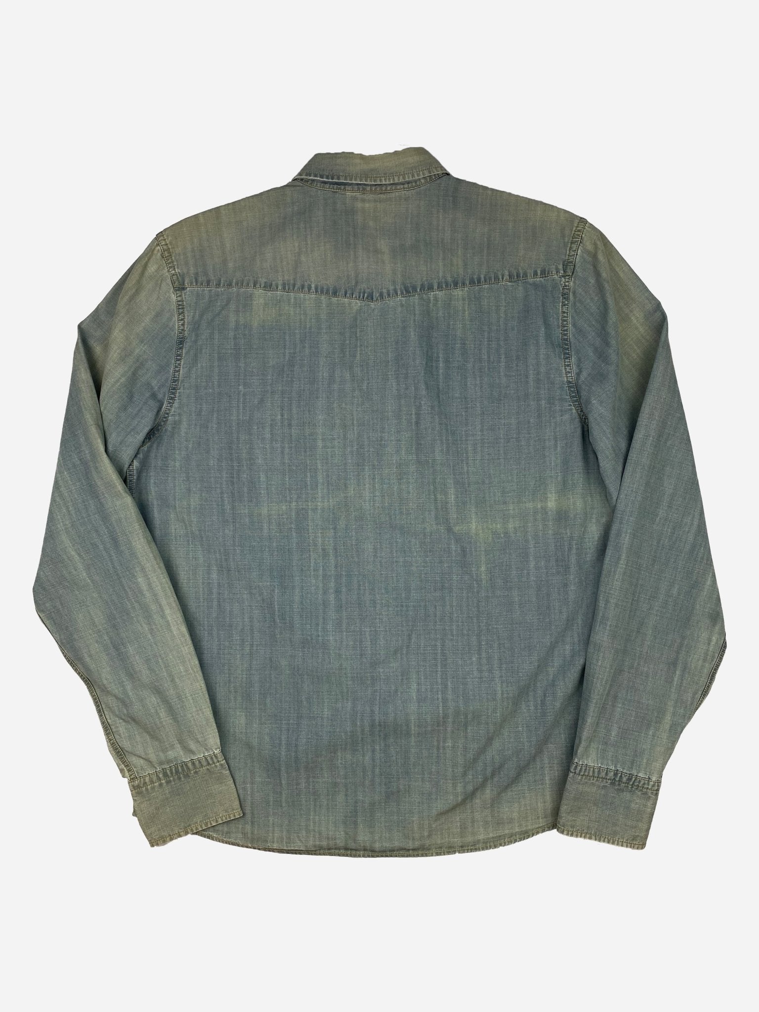 PRADA MILANO S/S 2014 INDIGO BLEACHED DENIM SHIRT. (41 / L) - SEVENUES.