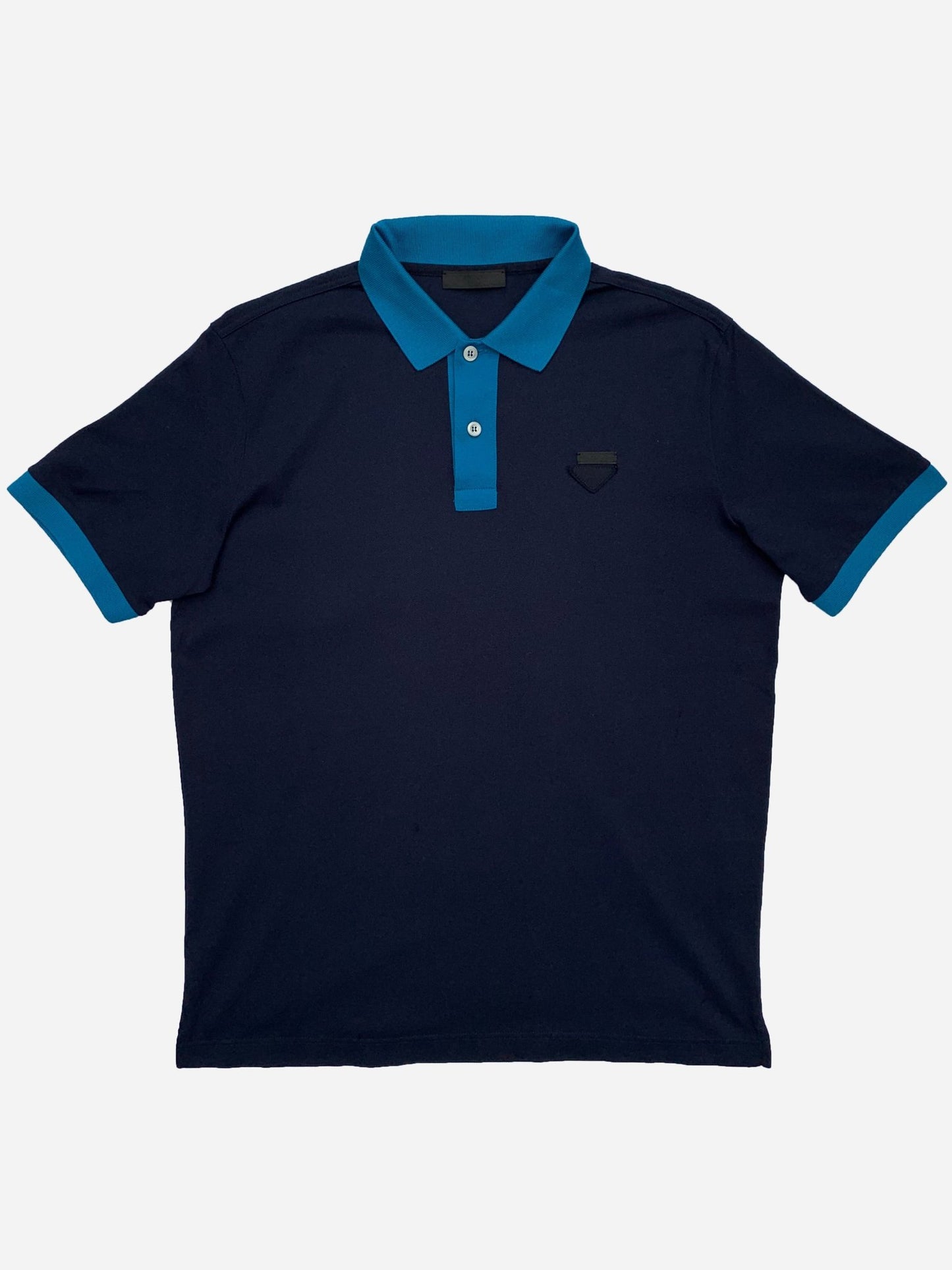 PRADA MILANO TRIANGLE LOGO PIQUÉ POLOSHIRT. (M) - SEVENUES.