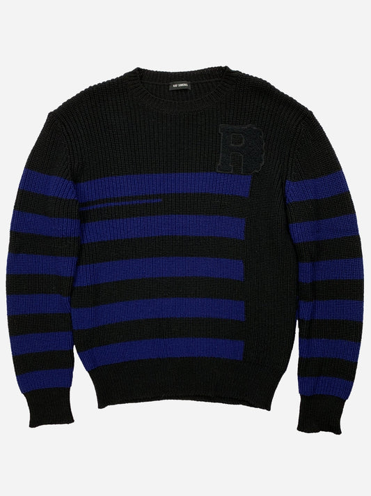 RAF SIMONS F/W 2018 STRIPED KNITWEAR JUMPER. (L) - SEVENUES.