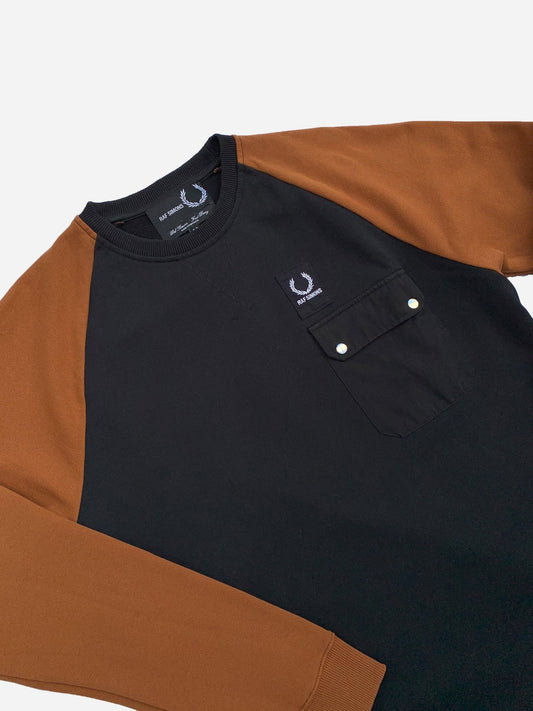 RAF SIMONS X FRED PERRY CREWNECK COLORBLOCK SWEATSHIRT. (M) - SEVENUES.