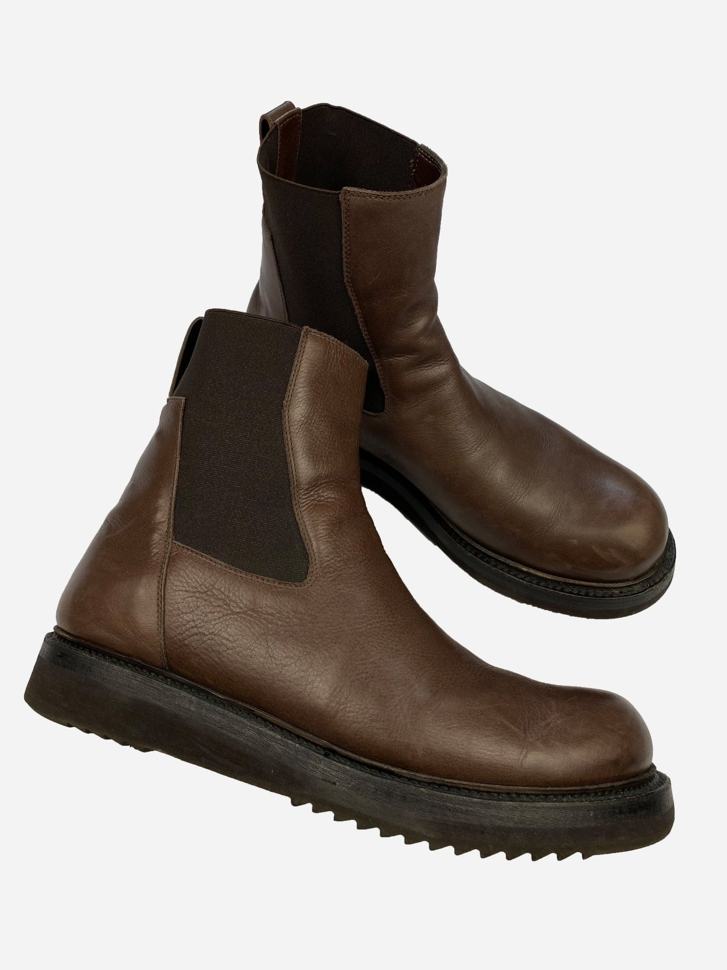 RICK OWENS CREEPER ELASTIC LEATHER BOOTS. (43) - SEVENUES.