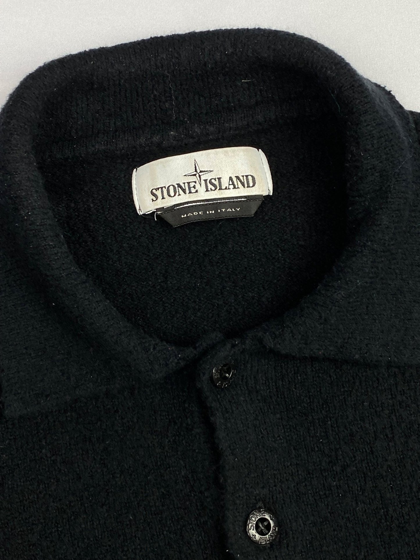 STONE ISLAND FLEECE POLO SWEATSHIRT. (M) - SEVENUES.