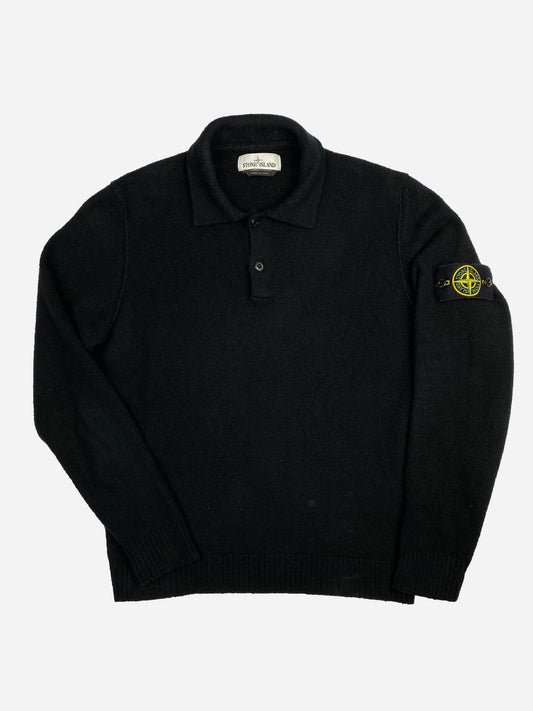 STONE ISLAND FLEECE POLO SWEATSHIRT. (M) - SEVENUES.