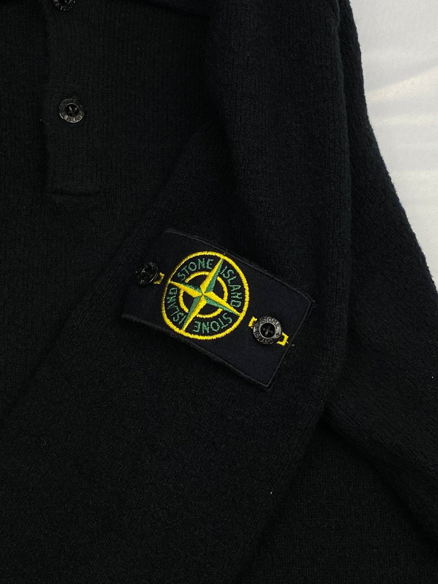 STONE ISLAND FLEECE POLO SWEATSHIRT. (M) - SEVENUES.