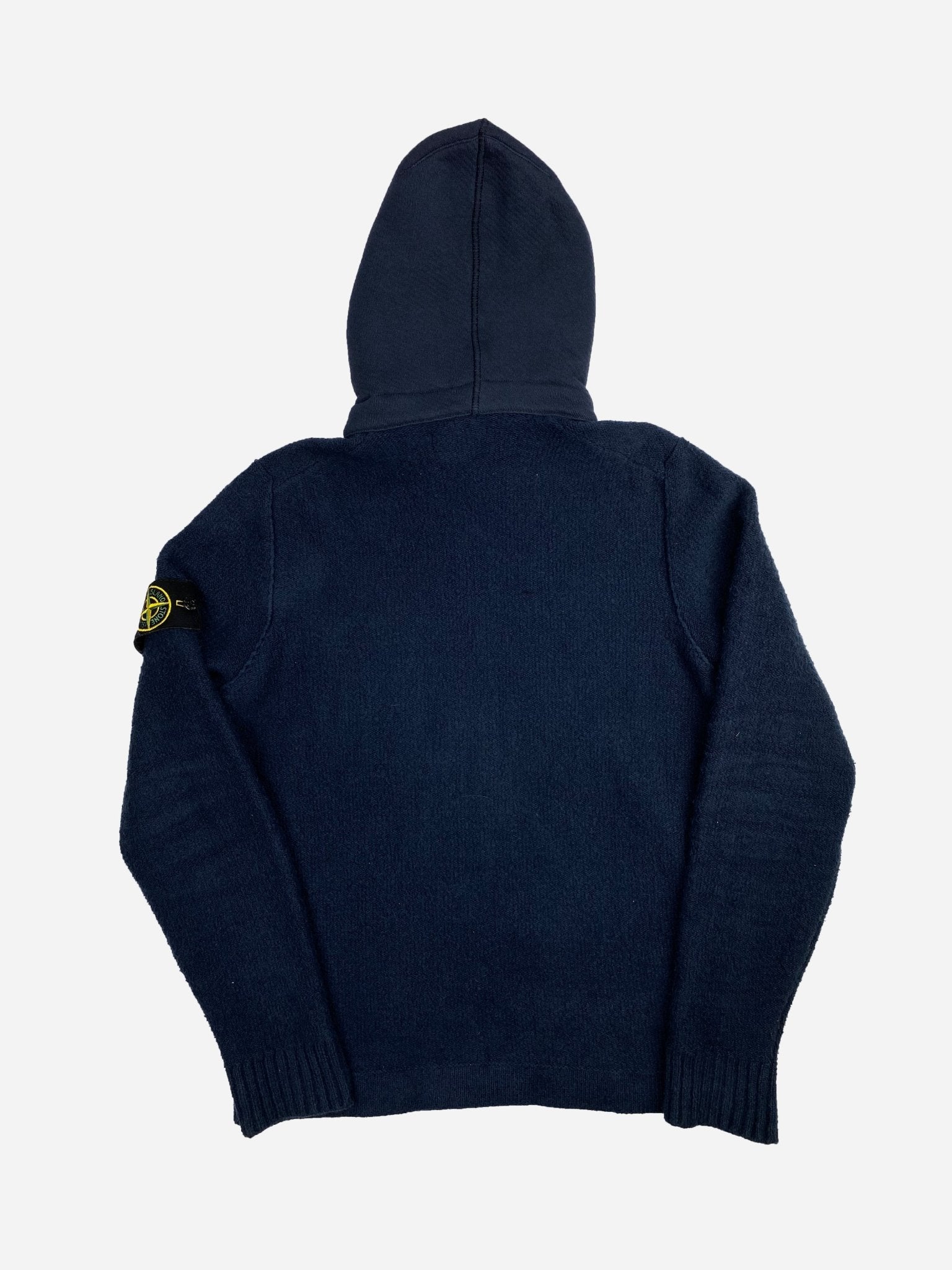 STONE ISLAND HOODED FLEECE ZIP - UP JACKET. (M) - SEVENUES.