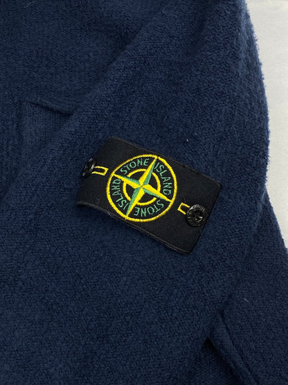 STONE ISLAND HOODED FLEECE ZIP - UP JACKET. (M) - SEVENUES.