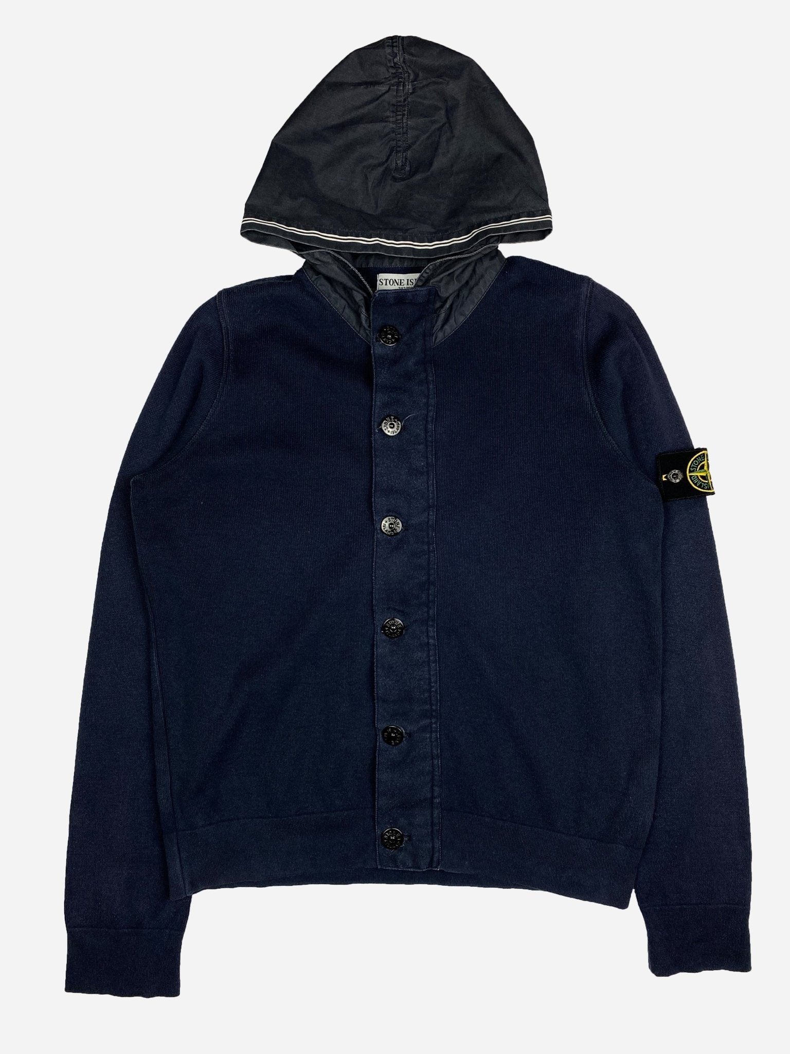 STONE ISLAND S/S '08 HOODED KNITWEAR ZIP - UP JACKET. (S) - SEVENUES.