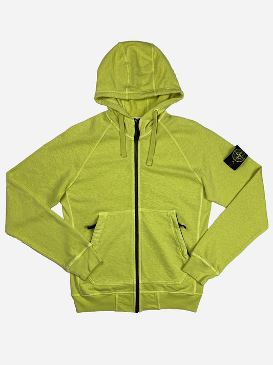 STONE ISLAND ZIP - UP HOODED JACKET LIME. (S) - SEVENUES.