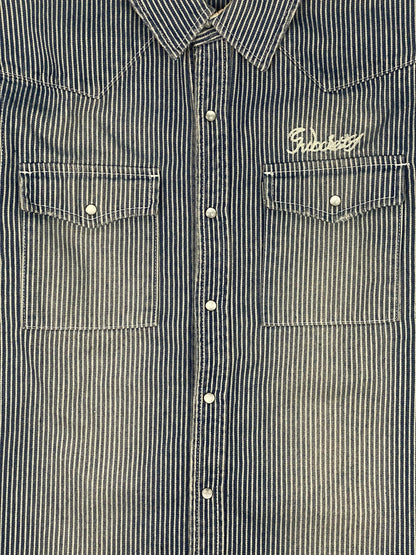 SUBCIETY EMBROIDERED HICKORY SHIRT. (M) - SEVENUES.