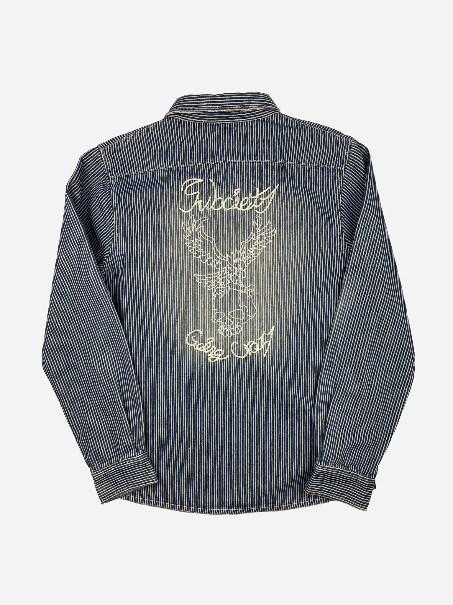 SUBCIETY EMBROIDERED HICKORY SHIRT. (M) - SEVENUES.