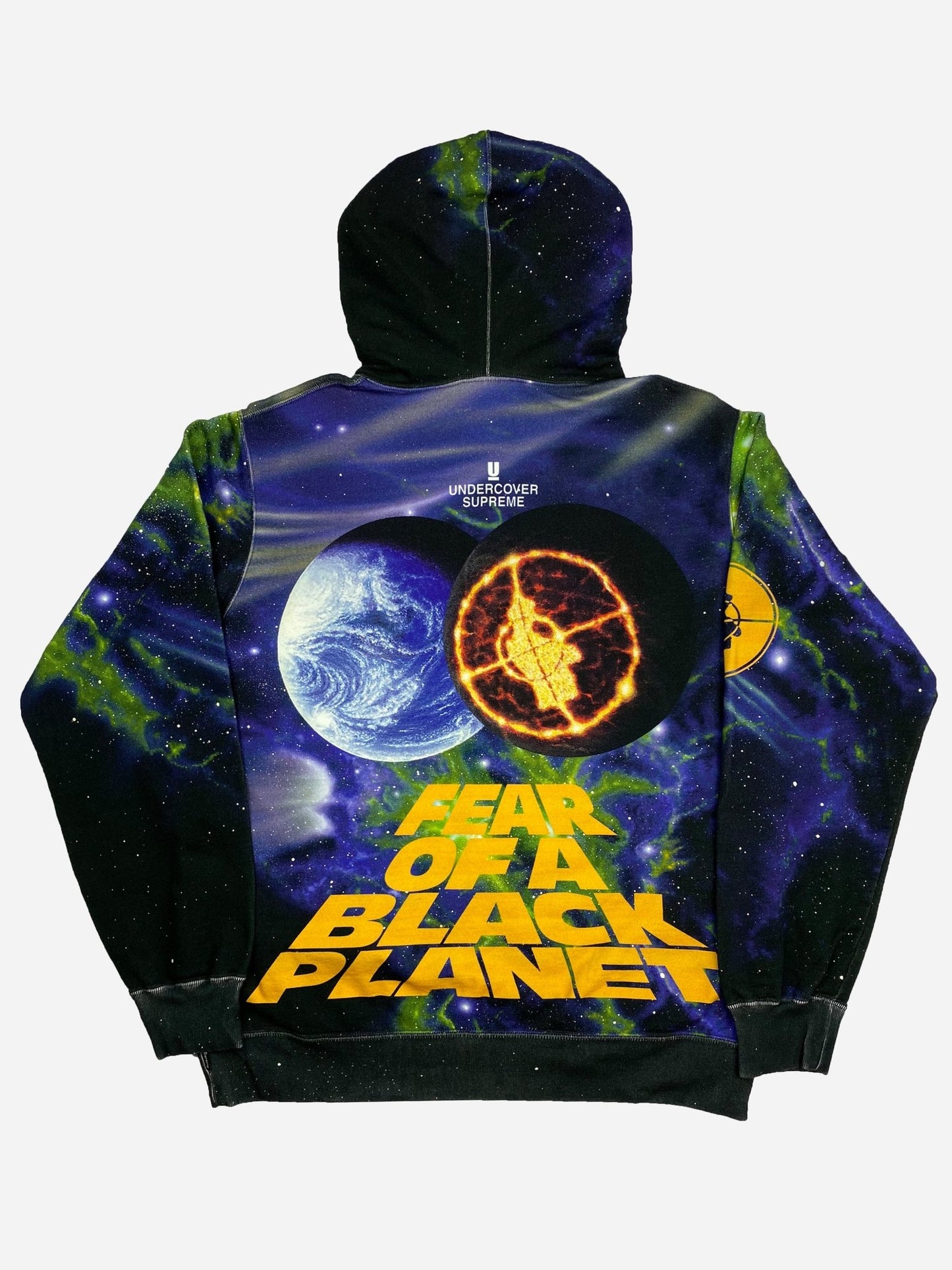 SUPREME X UNDERCOVER / PUBLIC ENEMY S/S '18 'FEAR OF A BLACK PLANET' HOODIE. (L) - SEVENUES.