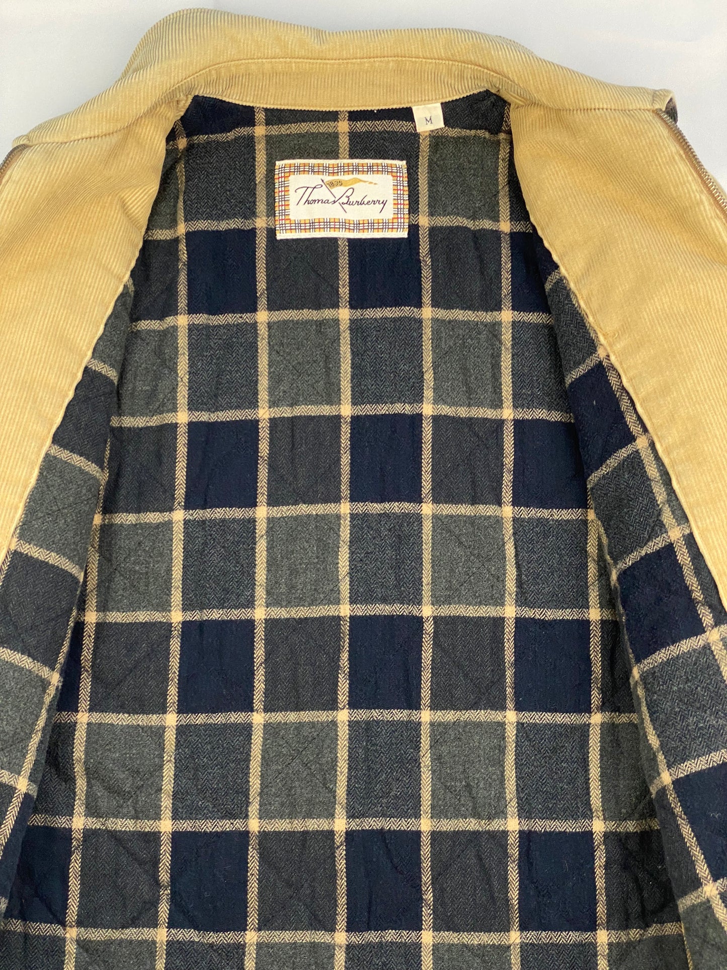 THOMAS BURBERRY CORDUROY HARRINGTON JACKET. (M)