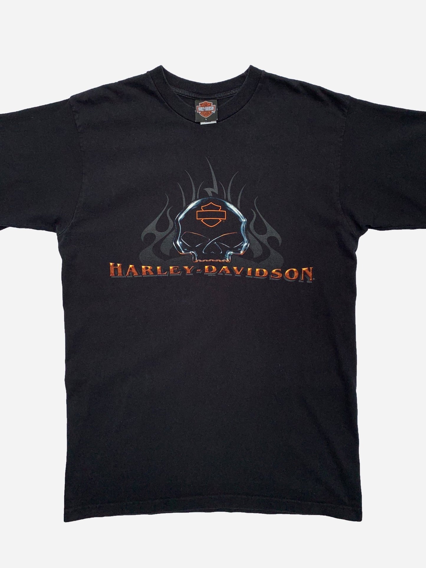 VINTAGE 2002 HARLEY DAVIDSON SKULL T - SHIRT. (L) - SEVENUES.