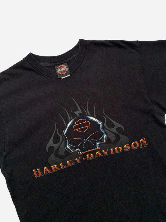 VINTAGE 2002 HARLEY DAVIDSON SKULL T - SHIRT. (L) - SEVENUES.