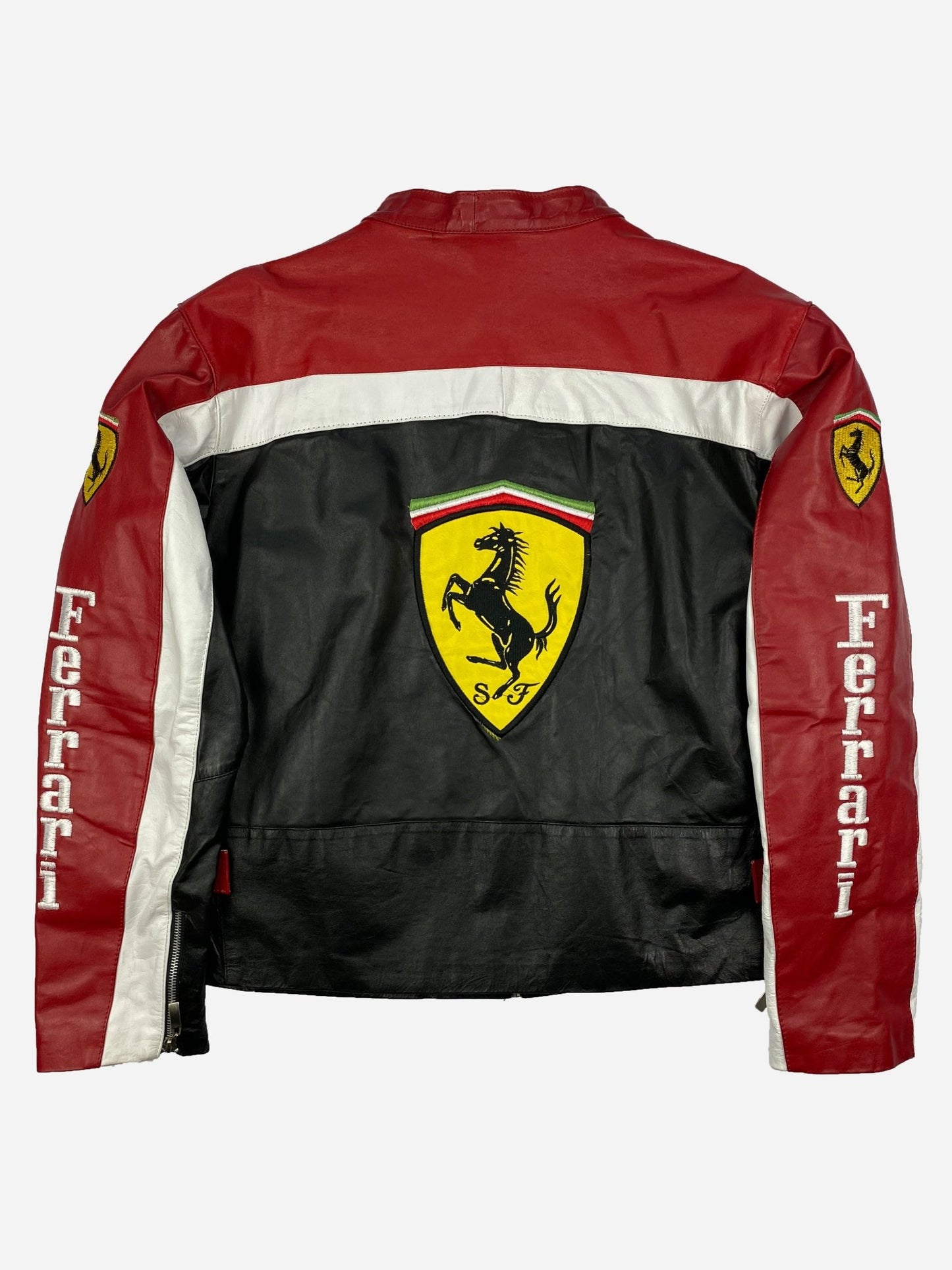 VINTAGE FERRARI RACING FAUX - LEATHER JACKET. (XL) - SEVENUES.