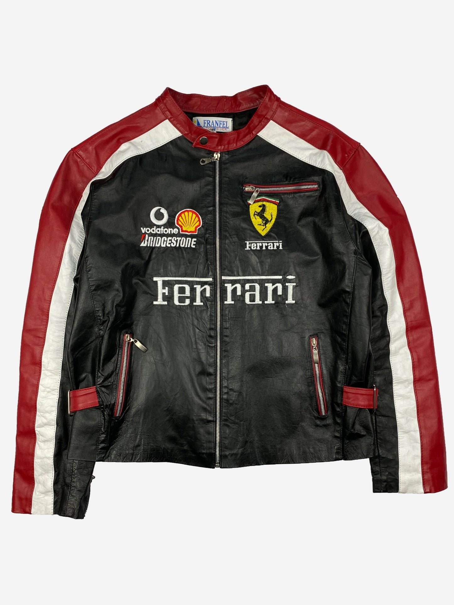 VINTAGE FERRARI RACING FAUX - LEATHER JACKET. (XL) - SEVENUES.