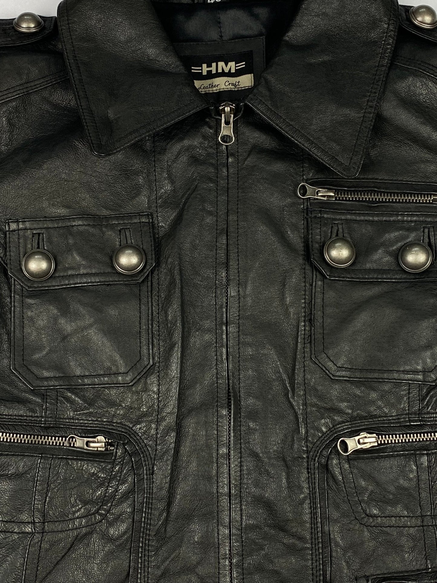 VINTAGE HARLEY DAVIDSON BIKER LEATHER JACKET. (40 / M) - SEVENUES.