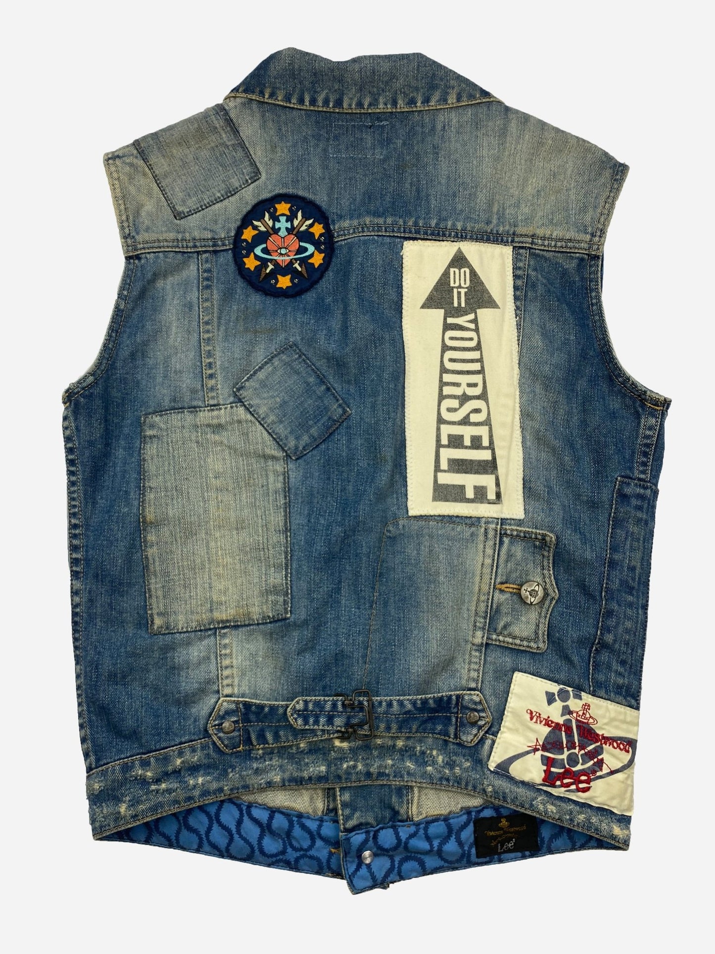 VIVIENNE WESTWOOD ANGLOMANIA X LEE 'PUNK' DENIM VEST. (XS) - SEVENUES.