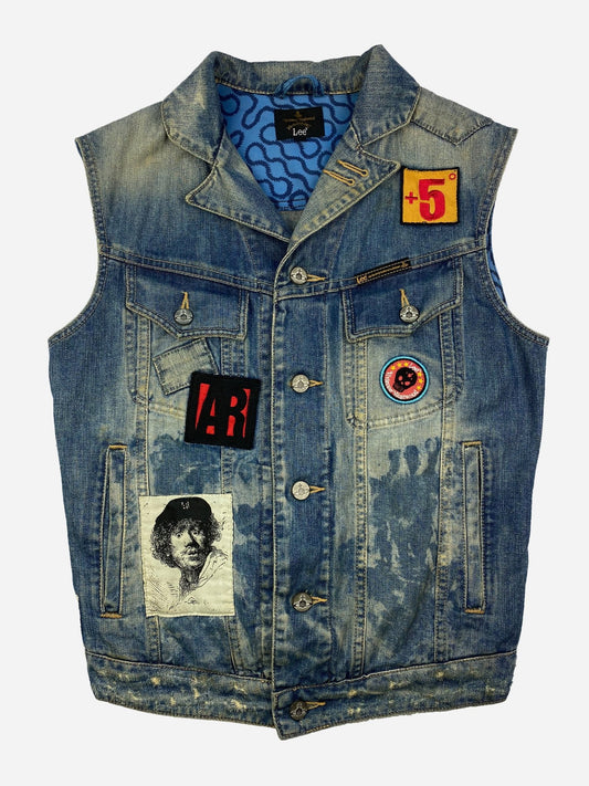 VIVIENNE WESTWOOD ANGLOMANIA X LEE 'PUNK' DENIM VEST. (XS) - SEVENUES.