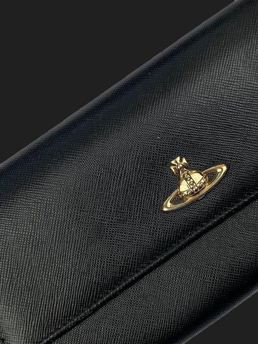 VIVIENNE WESTWOOD SAFFIANO LEATHER ORBIT WALLET. - SEVENUES.