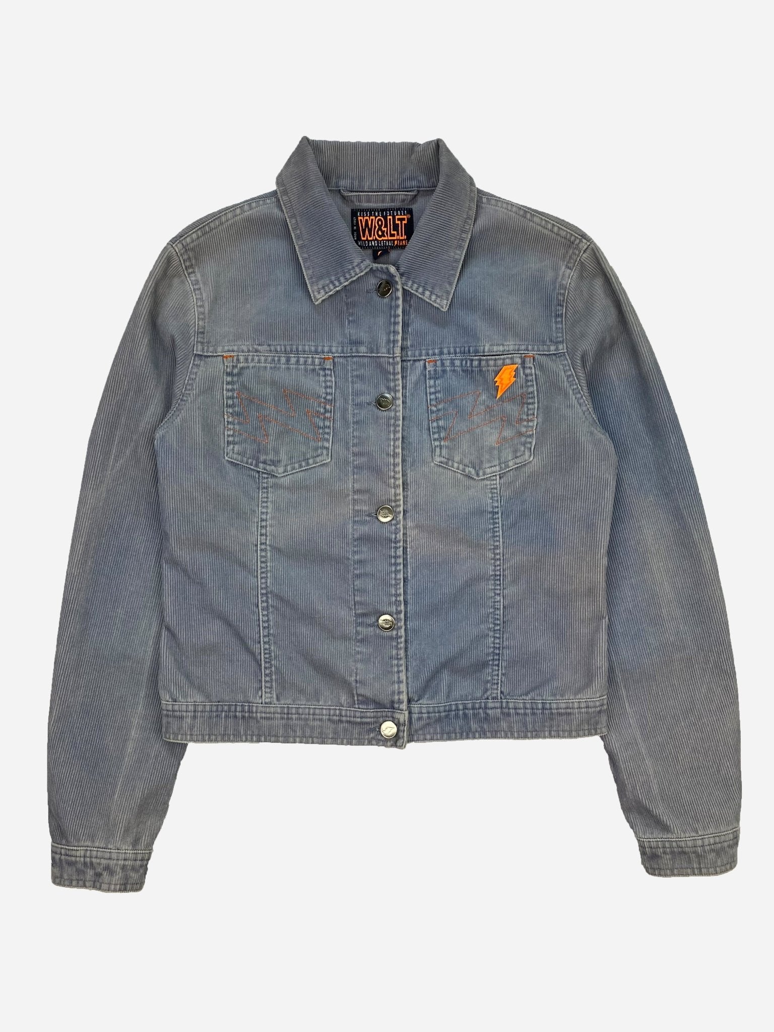 WALTER VAN BEIRENDONCK 'W&LT JEANS' CORDUROY CROPPED DENIM JACKET. (S) - SEVENUES.