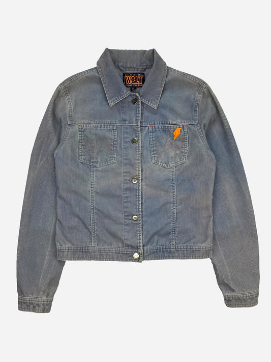 WALTER VAN BEIRENDONCK 'W&LT JEANS' CORDUROY CROPPED DENIM JACKET. (S)