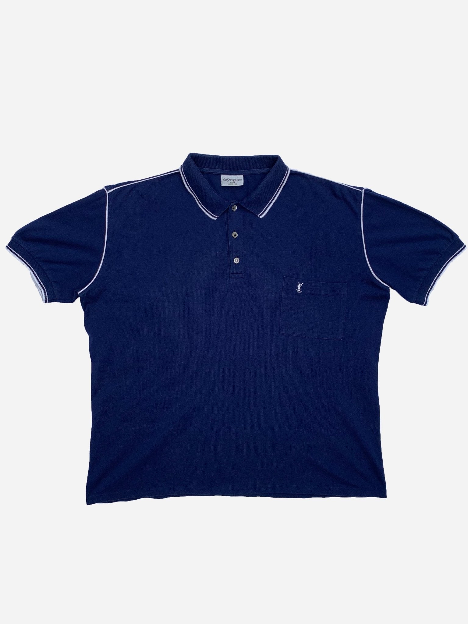 YVES SAINT LAURENT 'POLOS' PIQUÉ POLOSHIRT. (M) - SEVENUES.