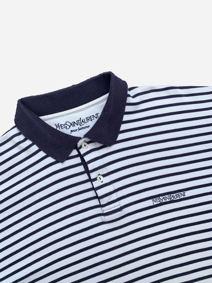 YVES SAINT LAURENT POUR HOMME STRIPED POLOSHIRT. (L) - SEVENUES.