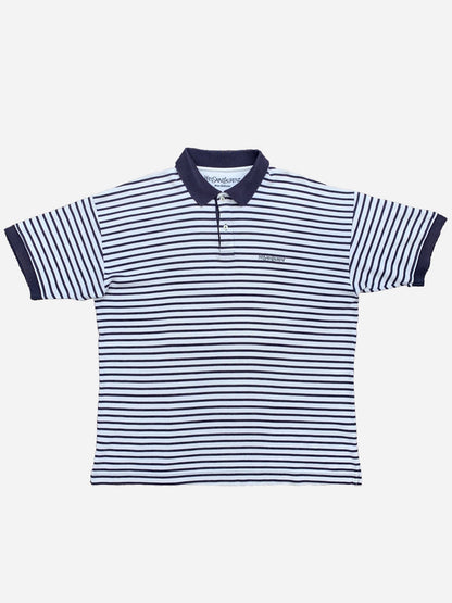 YVES SAINT LAURENT POUR HOMME STRIPED POLOSHIRT. (L) - SEVENUES.