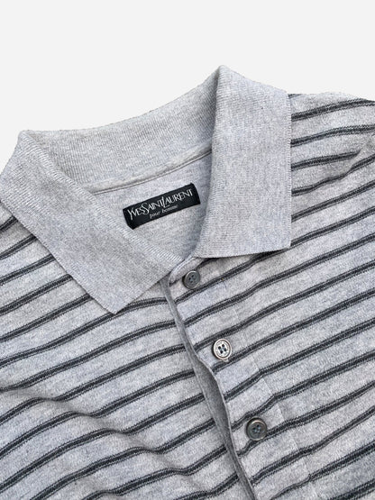 YVES SAINT LAURENT POUR HOMME STRIPED POLOSHIRT. (M) - SEVENUES.