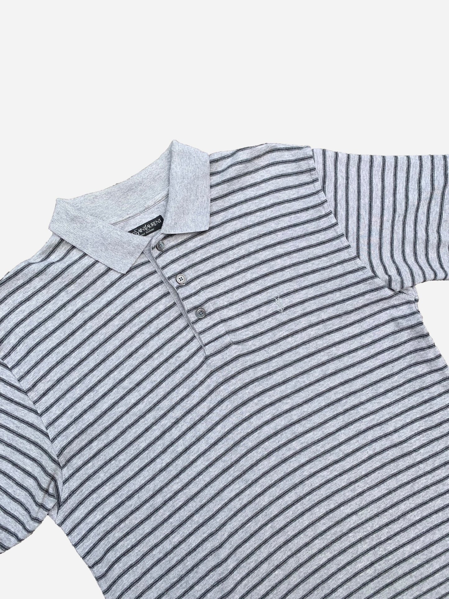 YVES SAINT LAURENT POUR HOMME STRIPED POLOSHIRT. (M) - SEVENUES.