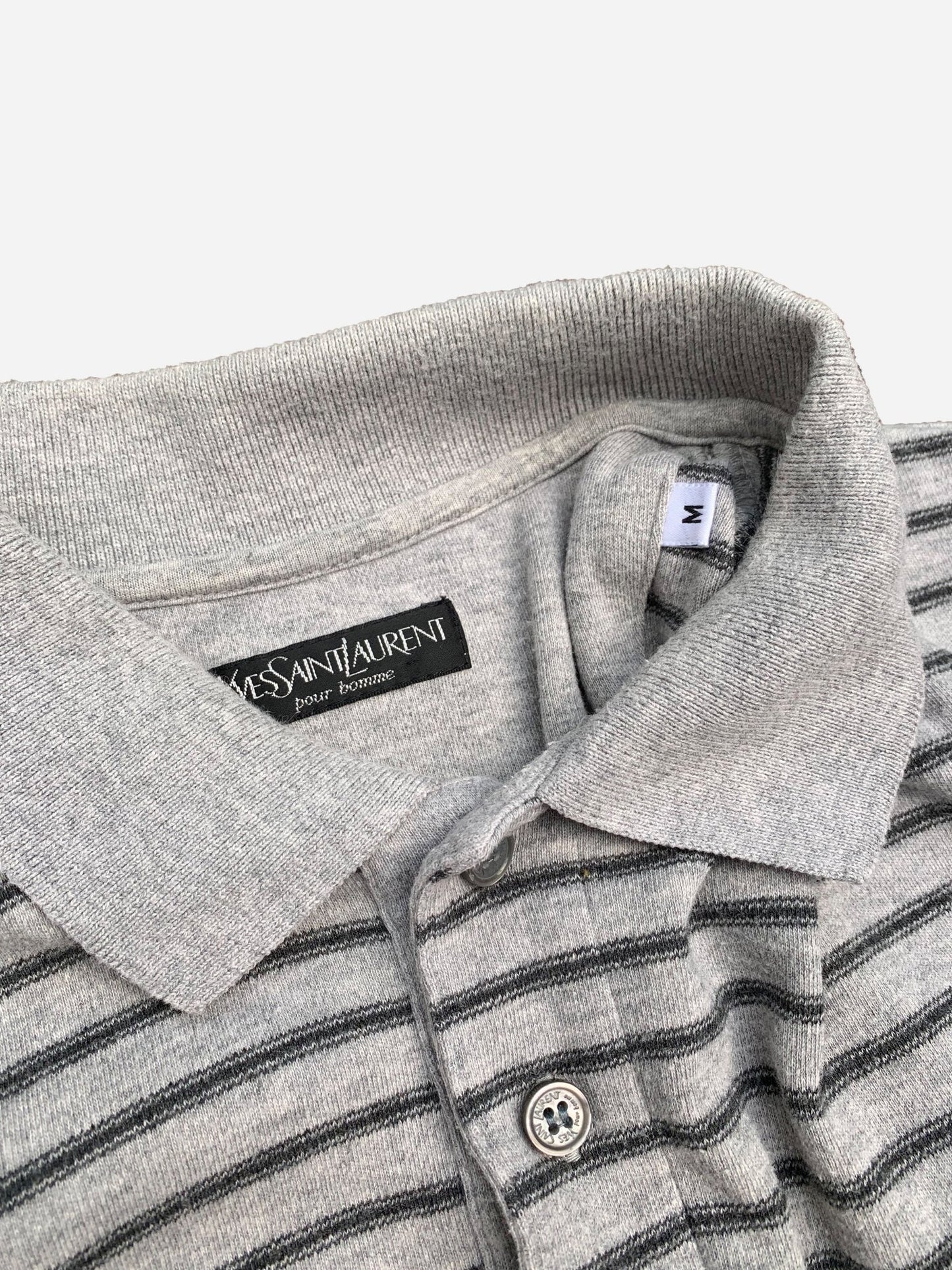 YVES SAINT LAURENT POUR HOMME STRIPED POLOSHIRT. (M) - SEVENUES.