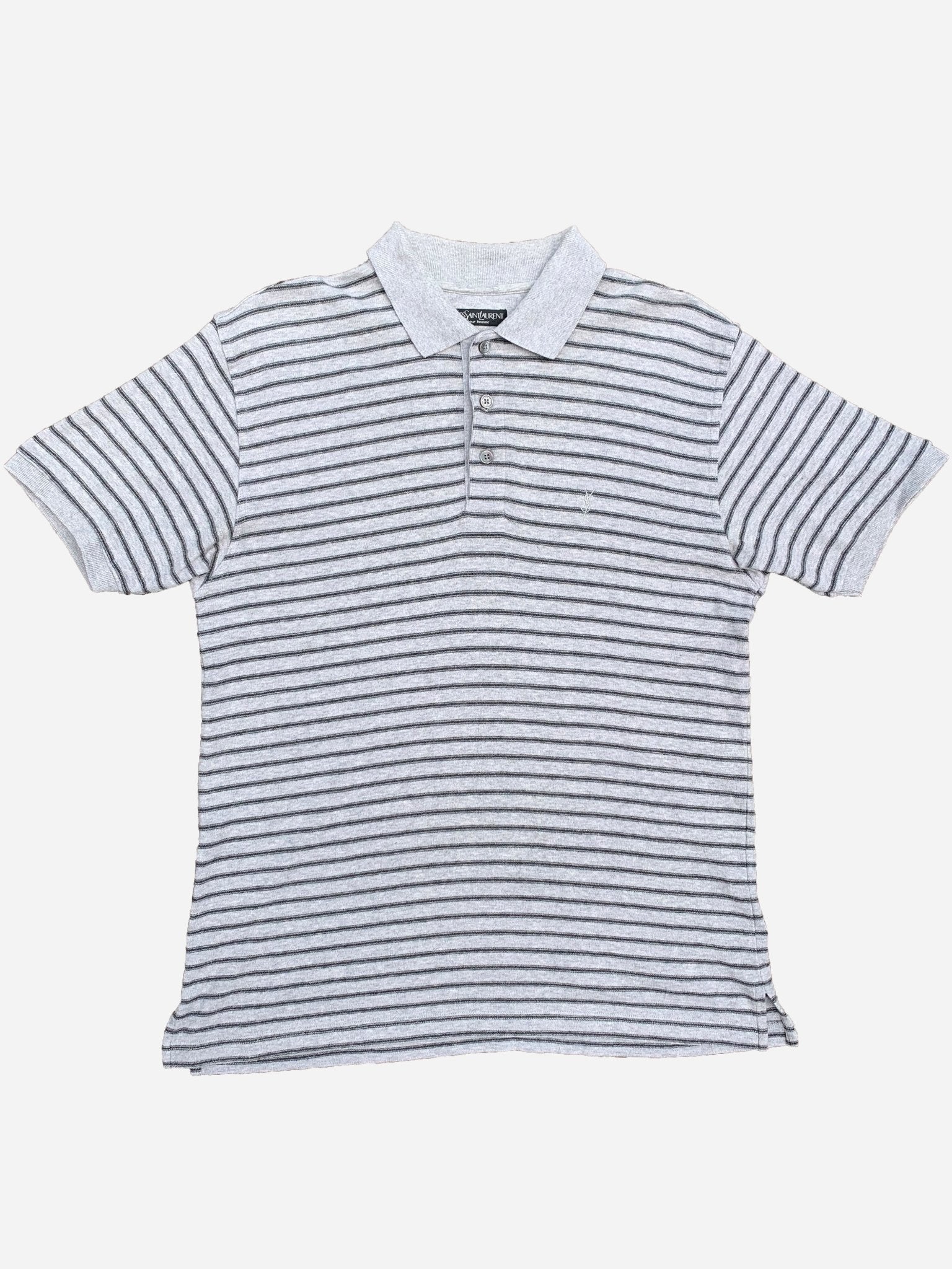 YVES SAINT LAURENT POUR HOMME STRIPED POLOSHIRT. (M) - SEVENUES.