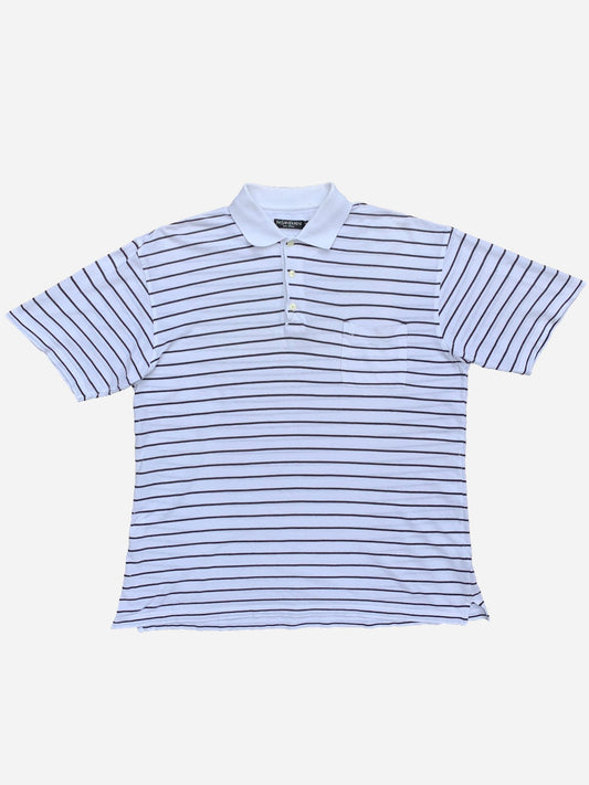 YVES SAINT LAURENT STRIPED PIQUÉ POLOSHIRT. (XL) - SEVENUES.