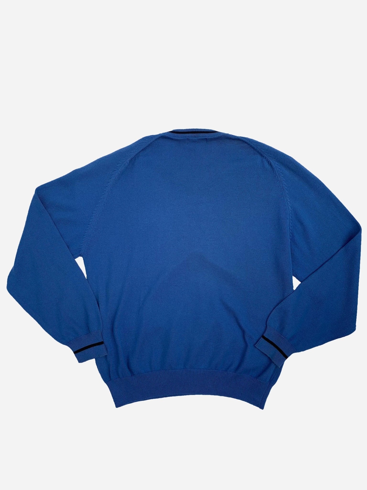 YVES SAINT LAURENT V - NECK LOGO JUMPER BLUE. (L) - SEVENUES.