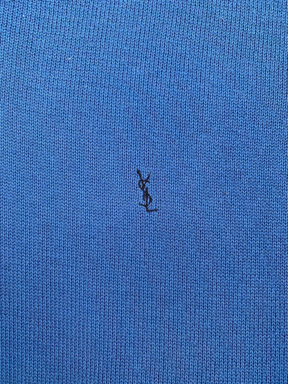 YVES SAINT LAURENT V - NECK LOGO JUMPER BLUE. (L) - SEVENUES.